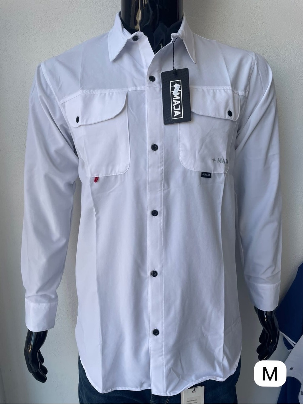 MAJA Men's White Long-Sleeve Button-Down Shirt size M for men